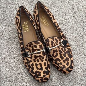 Franco Sarto Animal Print Loafers with Black Accents